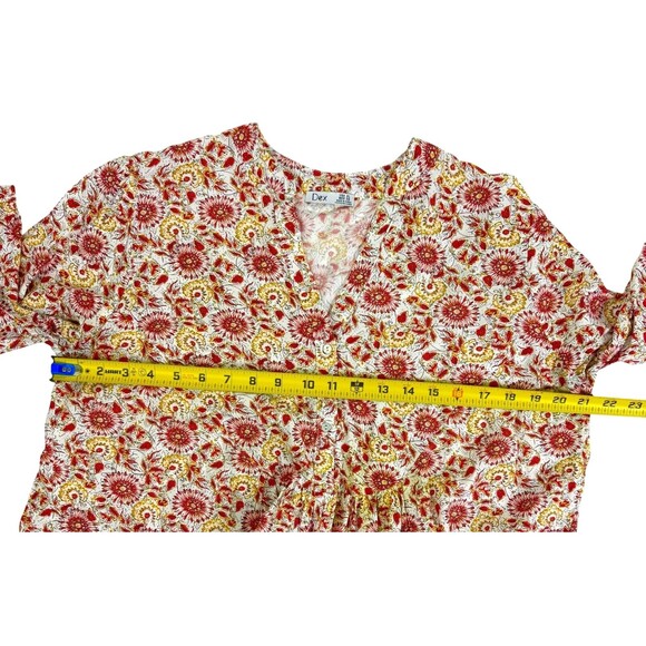 Dex Orange Floral Button LS Top Cheerful Spring Easter Office Flouncy Light XL - Picture 6 of 9